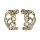 A pair of gold lasque cut diamond spray earrings,