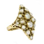 A gold pearl cluster ring,