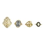 Four 9ct gold rings,