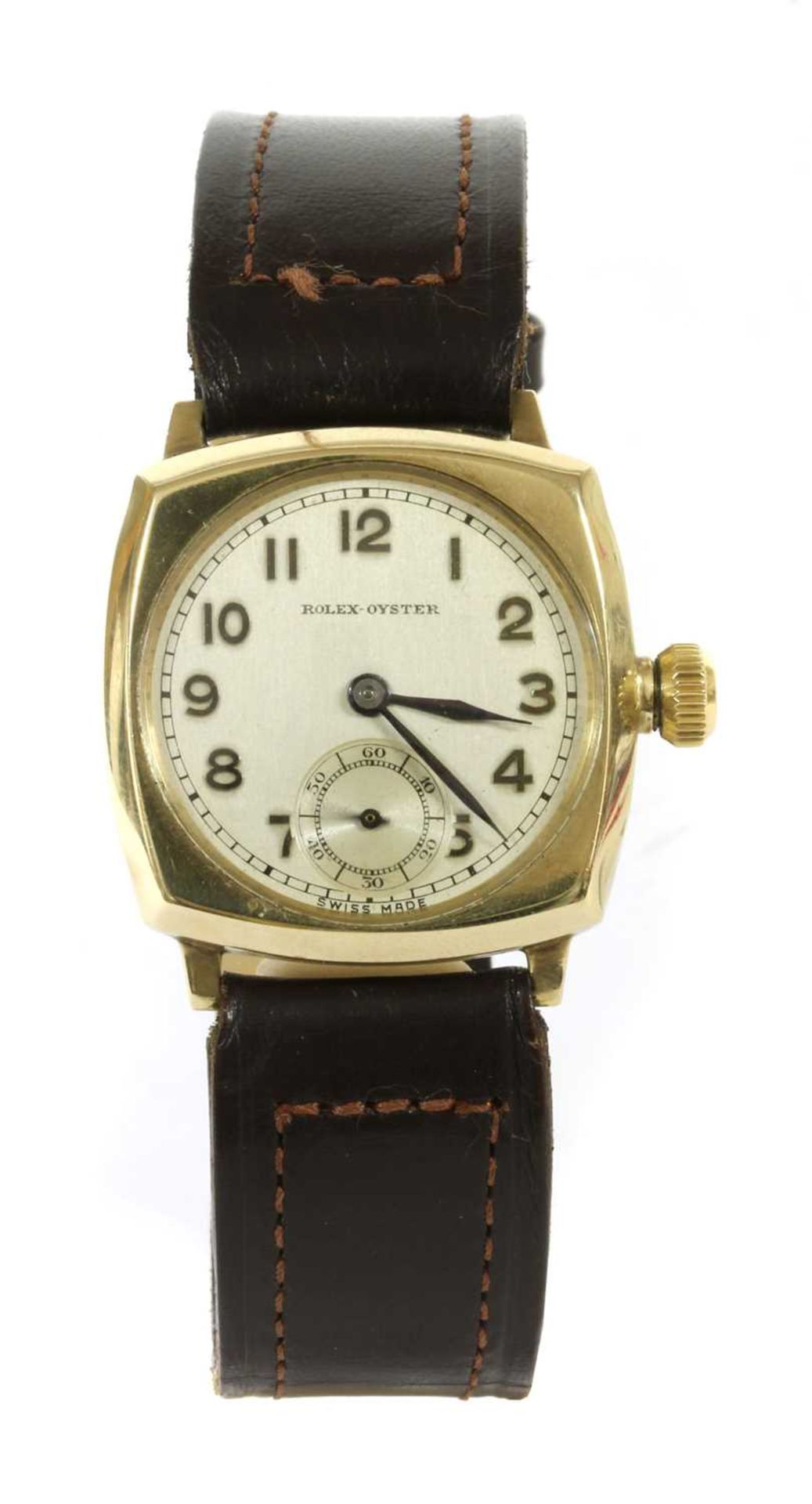 An Art Deco 9ct gold Rolex Oyster mechanical strap watch,
