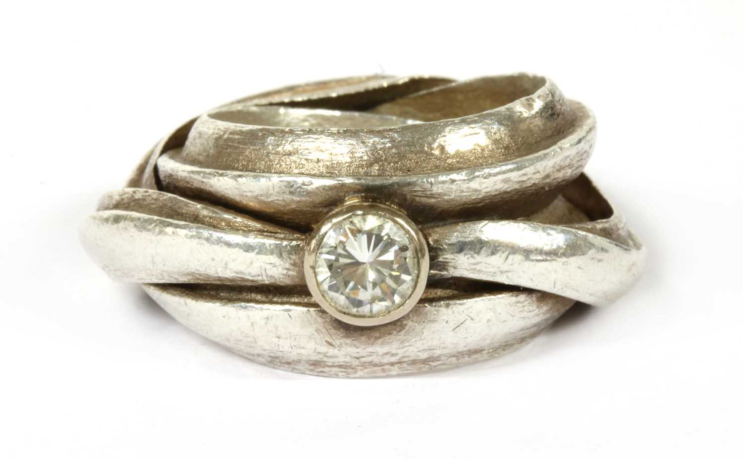 A fine silver single stone diamond ring by Michael Carberry, - Image 6 of 6