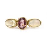 An Edwardian gold garnet, opal and moonstone ring,