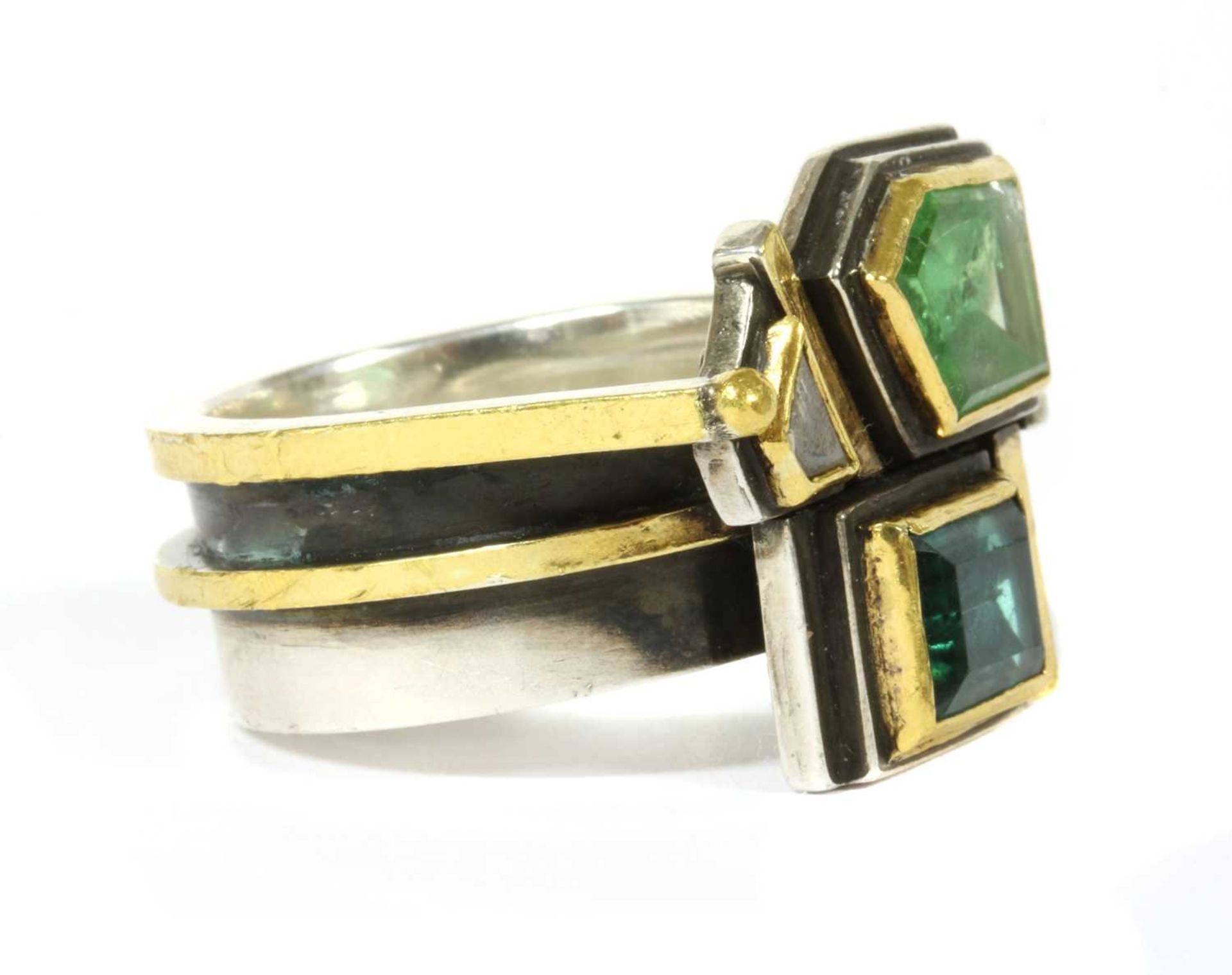 A silver and gold, tourmaline and diamond ring by Barbara Bertagnolli, - Bild 2 aus 6