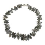 A single row graduated grey moonstone bead necklace,