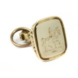 A Victorian gold chalcedony seal fob,