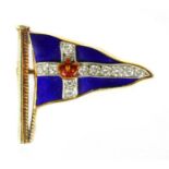 A 9ct gold diamond and enamel Royal Thames Yacht Club brooch by Garrard & Co.,