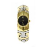 A ladies' stainless steel and gold Gianni Bulgari quartz bangle watch,