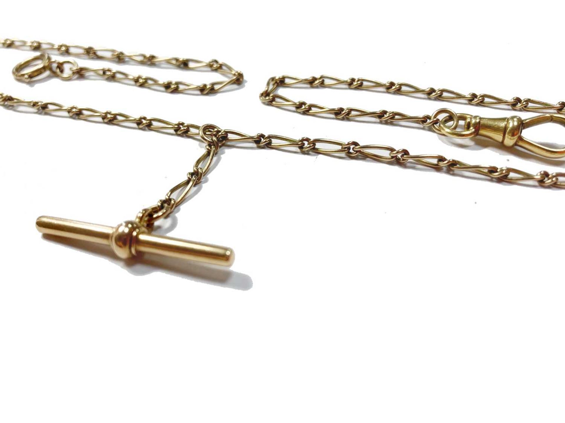 A gold figaro link double Albert chain, - Image 4 of 5