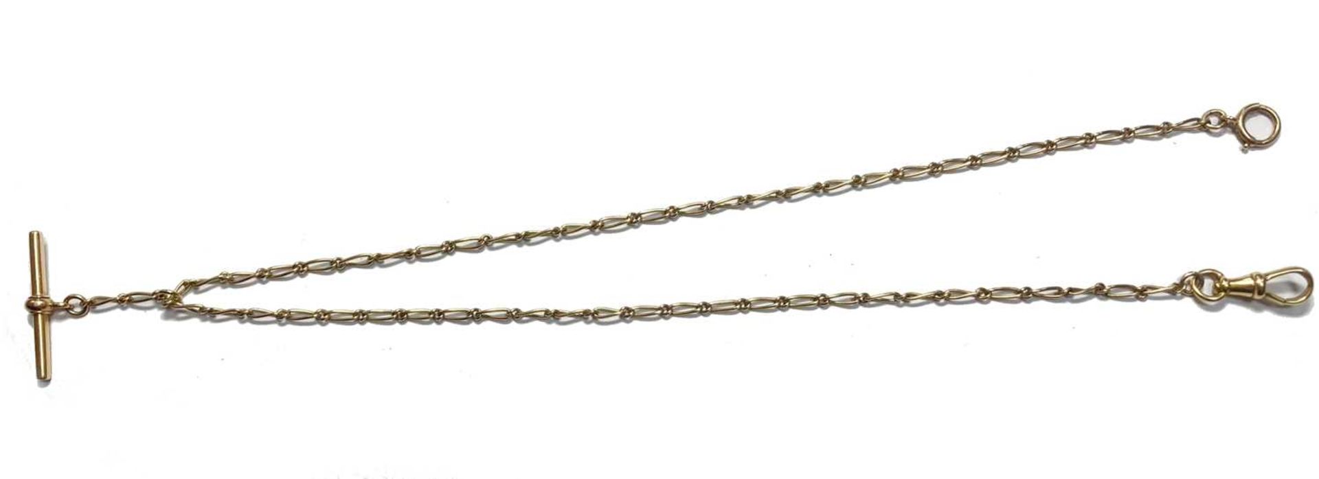 A gold figaro link double Albert chain, - Image 2 of 5