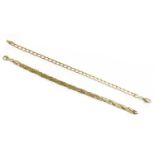 A 9ct gold rectangular curb link bracelet,