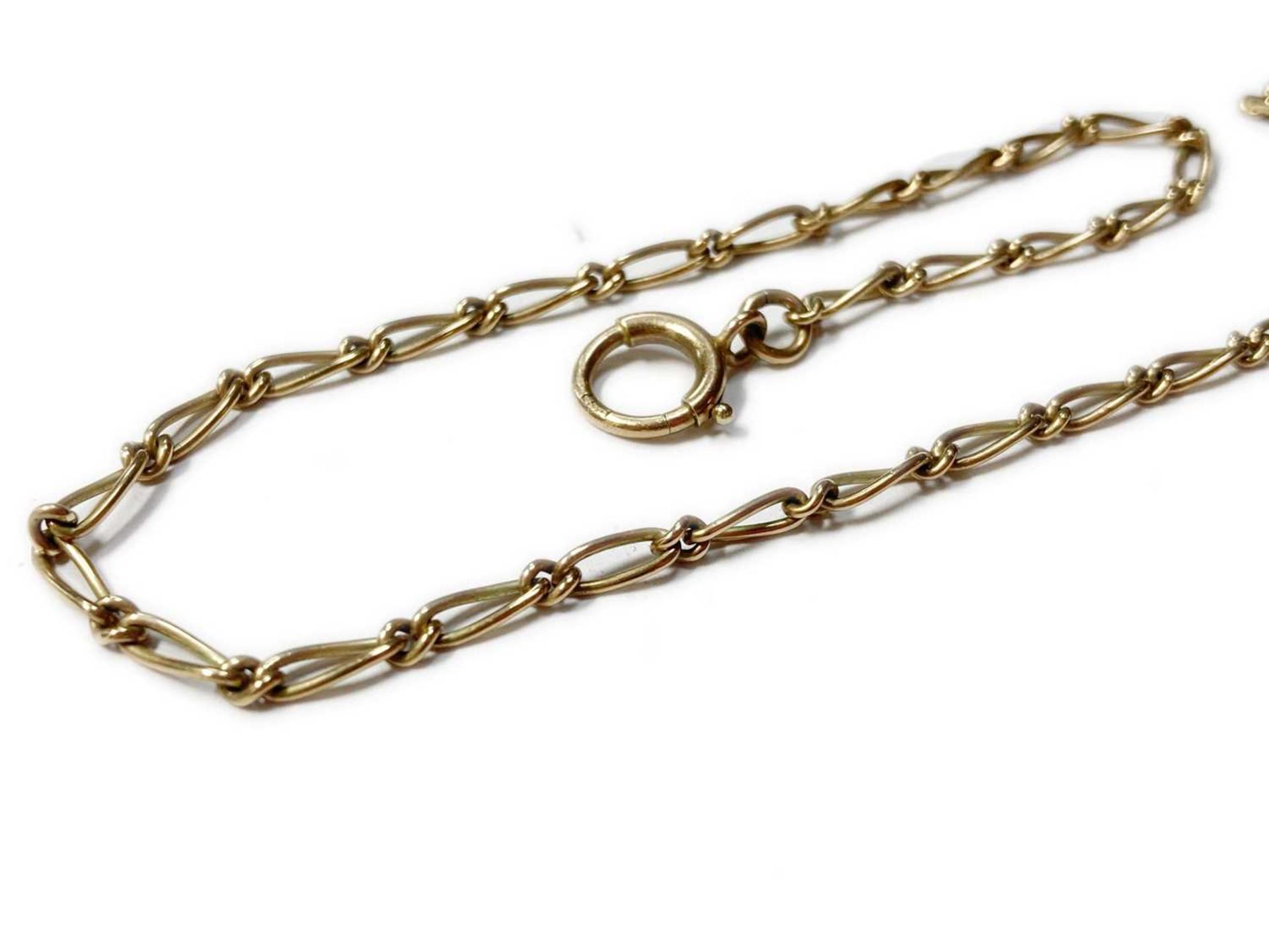A gold figaro link double Albert chain, - Image 3 of 5
