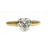 An 18ct gold single stone heart cut diamond ring,