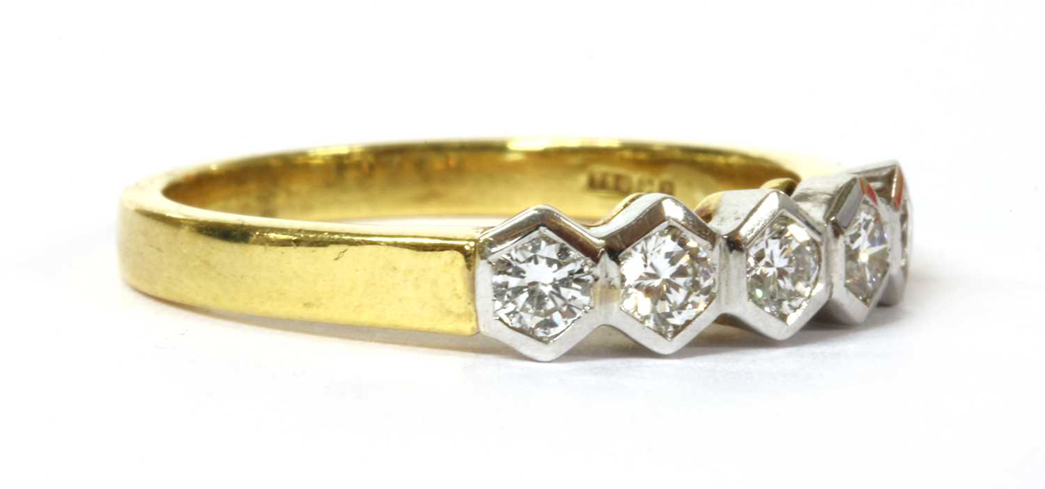 An 18ct gold five stone diamond ring, - Image 2 of 4