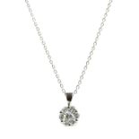 A 9ct white gold diamond set cluster pendant,