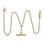 A gold figaro link double Albert chain,