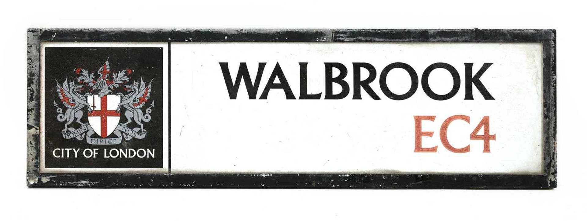 AN ENAMEL CITY OF LONDON STREET SIGN FOR WALBROOK EC4,
