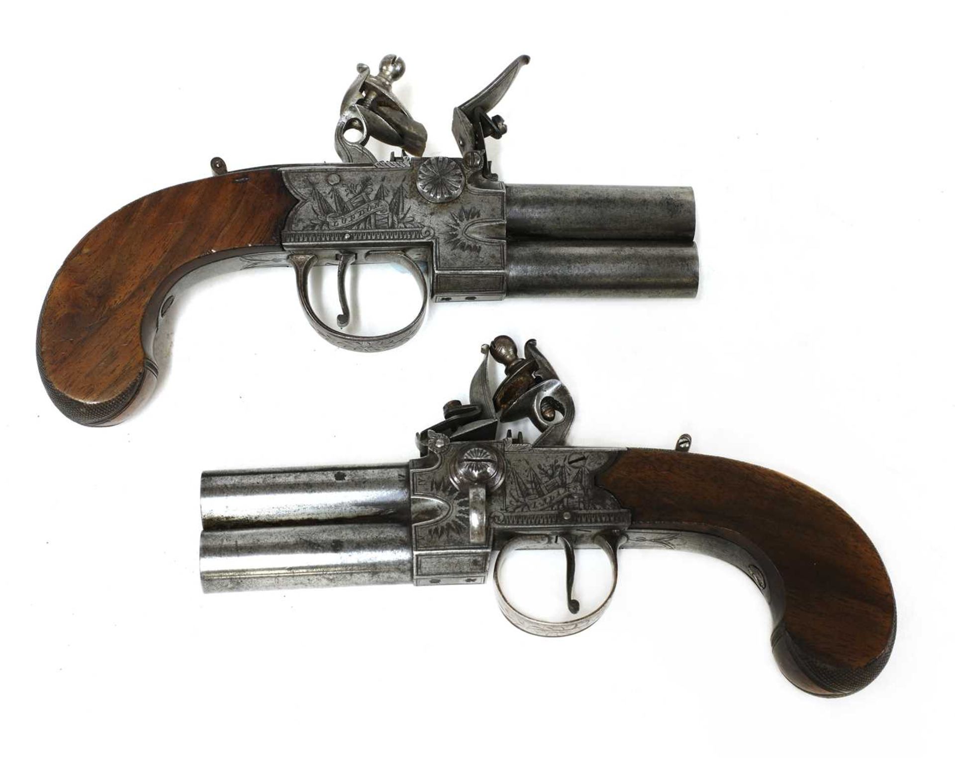 A PAIR OF LONDON FLINTLOCK POCKET PISTOLS, - Image 2 of 2