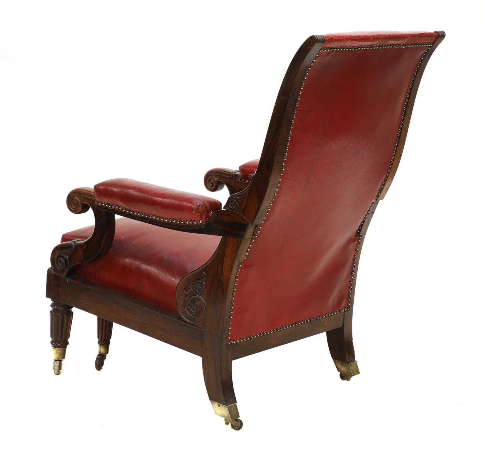 A rosewood reclining library armchair, - Image 7 of 7