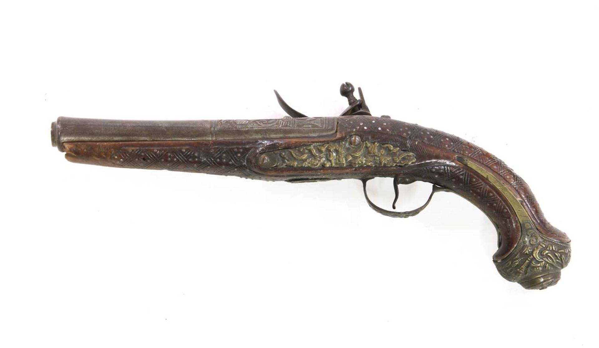 A French Colonial flintlock holster pistol, - Image 2 of 4