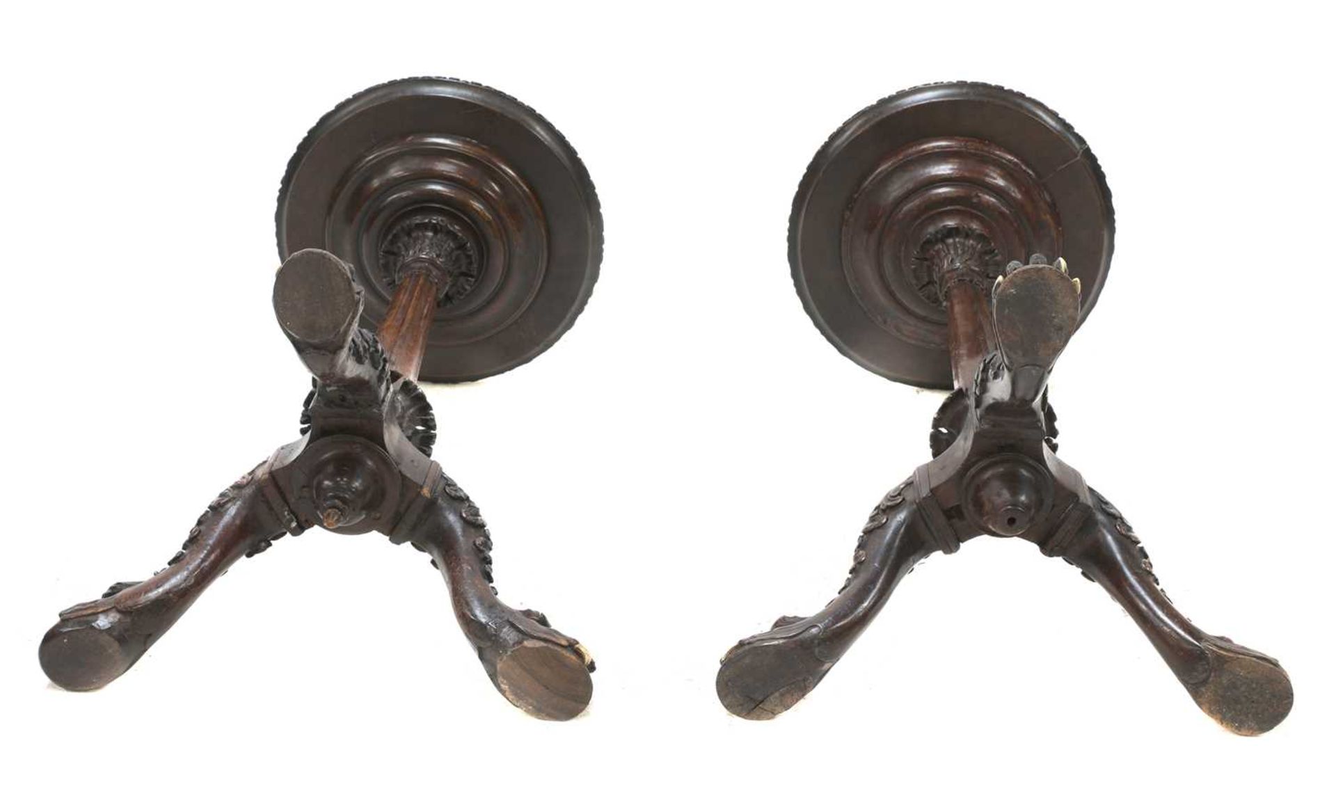 A near pair of Anglo-Indian padouk tripod tables, - Image 5 of 10