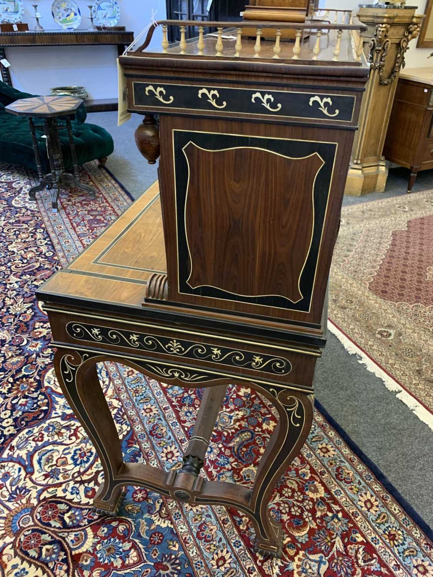 An Anglo-Indian padouk, ebony and ivory inlaid bureau cabinet, - Image 12 of 21