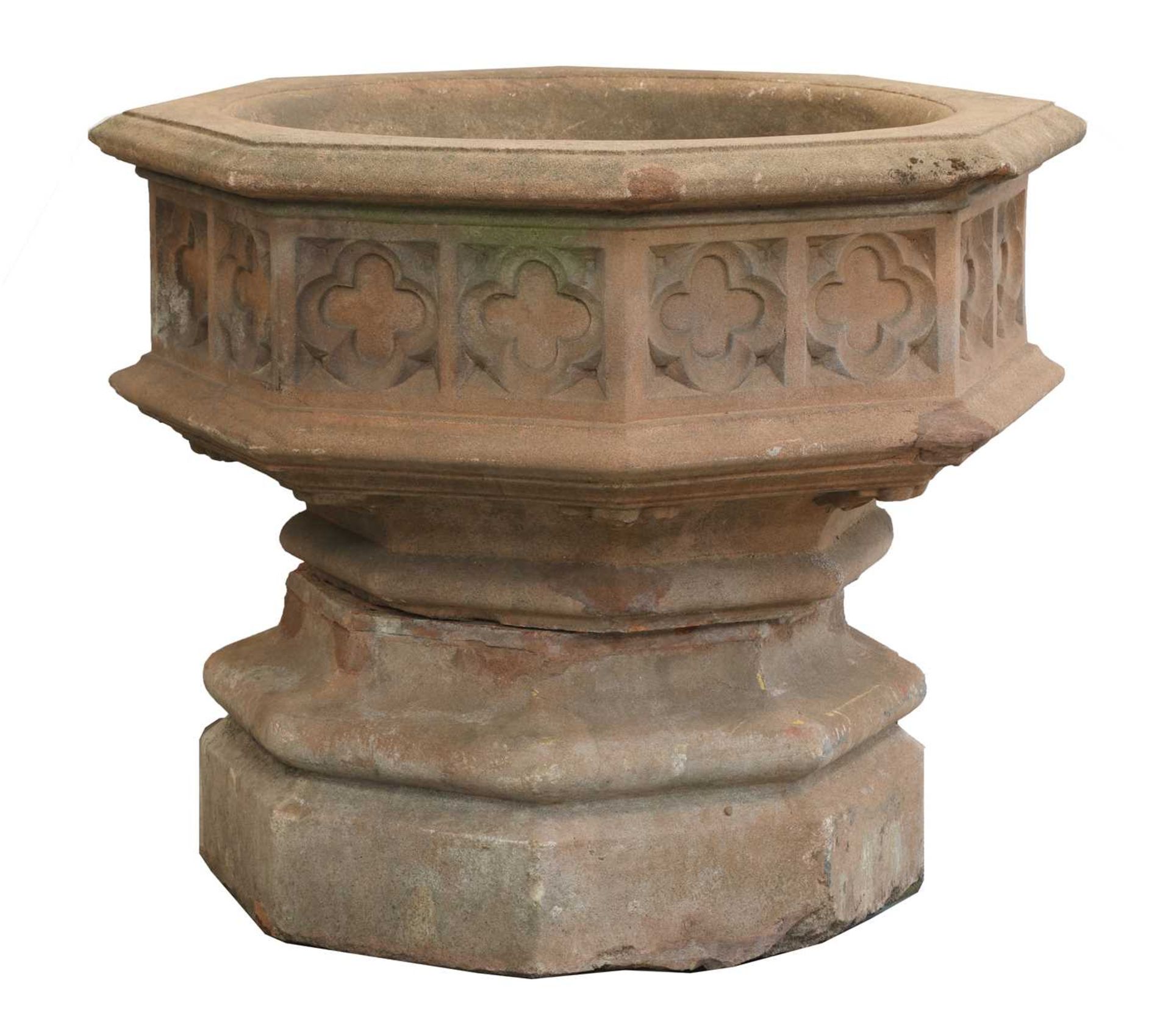 A pair of Indian sandstone octagonal planters, - Image 2 of 11