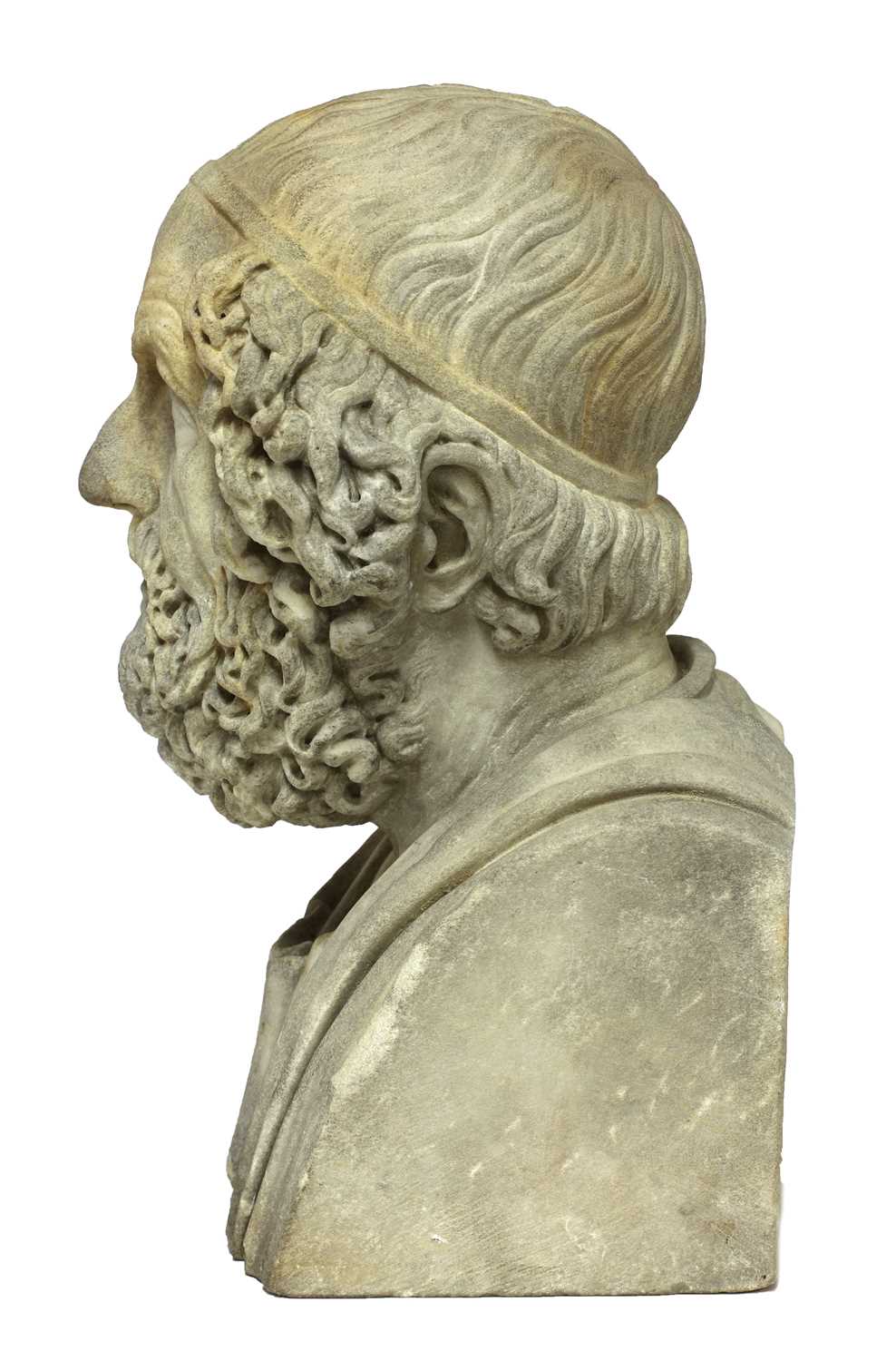 A carved limestone bust of Homer, - Image 2 of 6