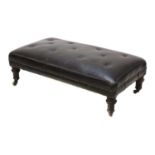 An oak-framed footstool,