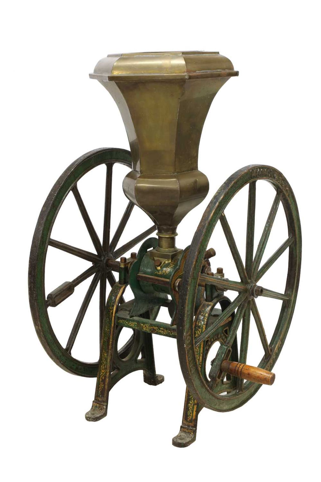 A large coffee grinder by Parnell & Sons,