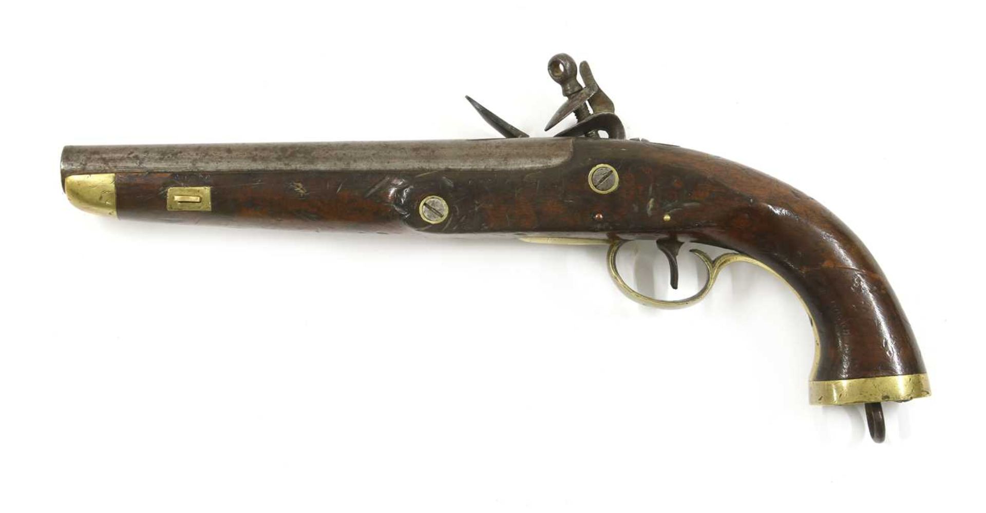 A Belgian flintlock sea service pistol, - Image 2 of 3