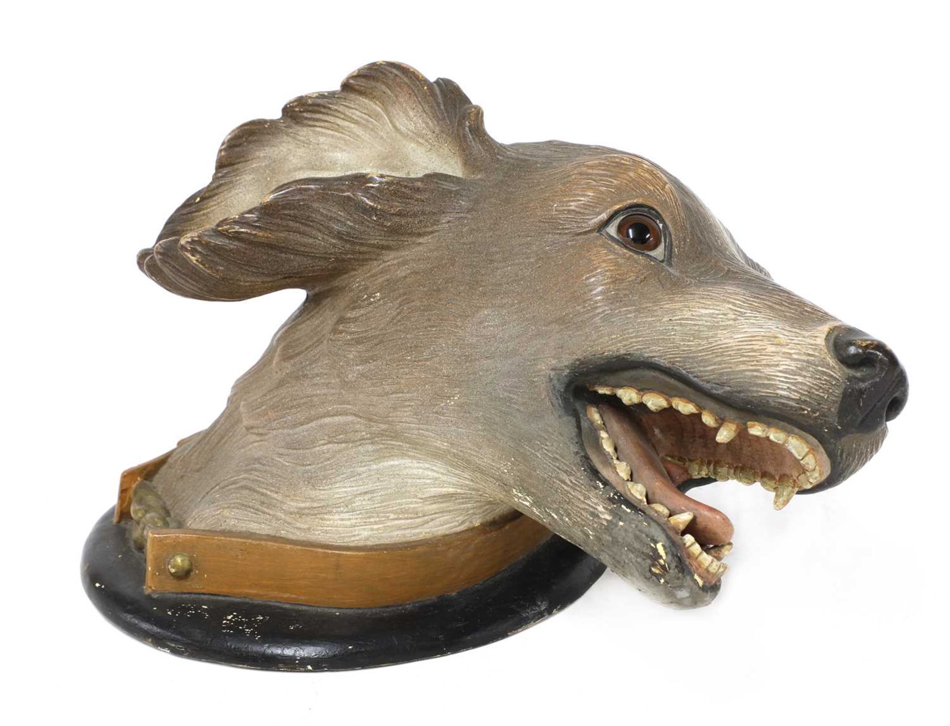 A Finnish terracotta dog's head,