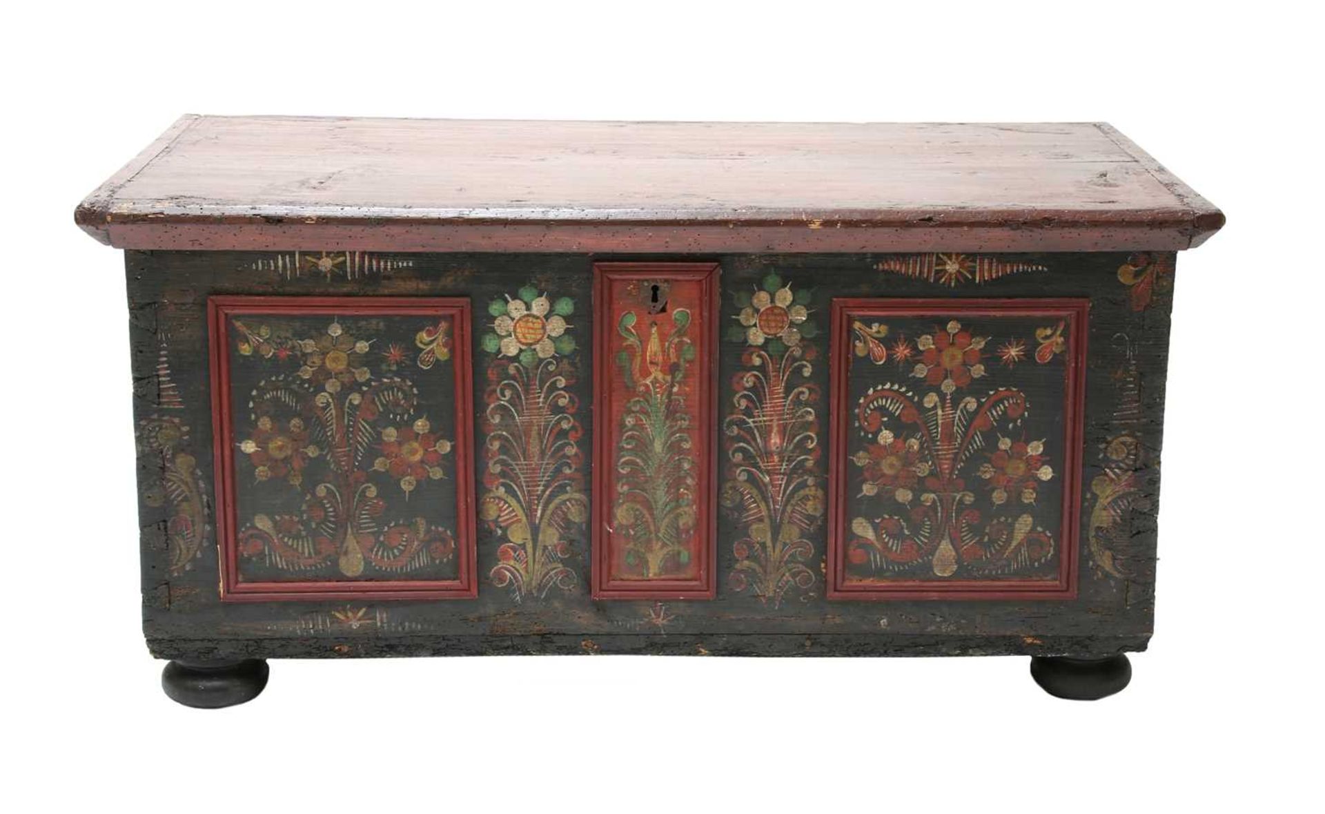 A Continental painted pine coffer, - Image 2 of 7