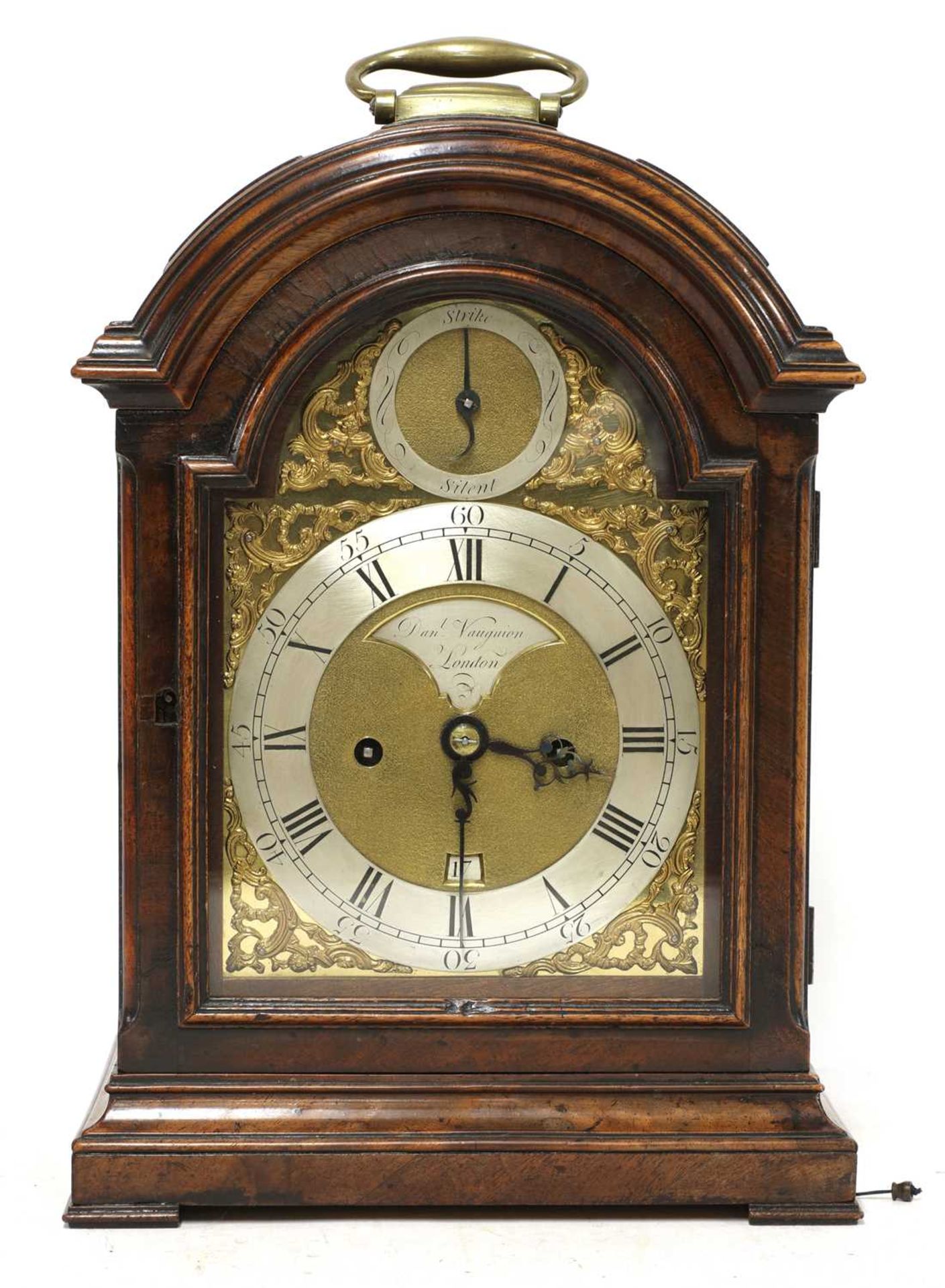 A George III mahogany eight-day bracket clock by Daniel Vauguion,