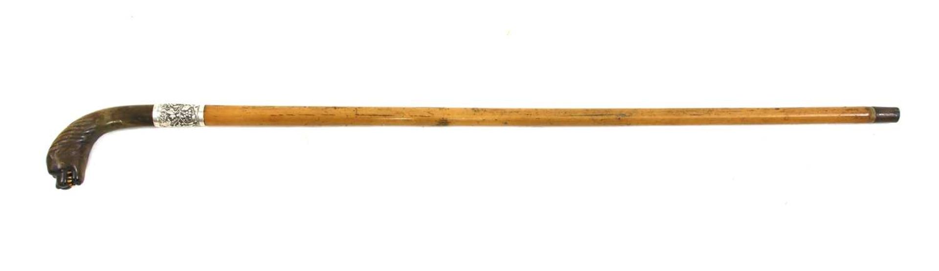 A malacca and rhino horn walking stick, - Bild 4 aus 4