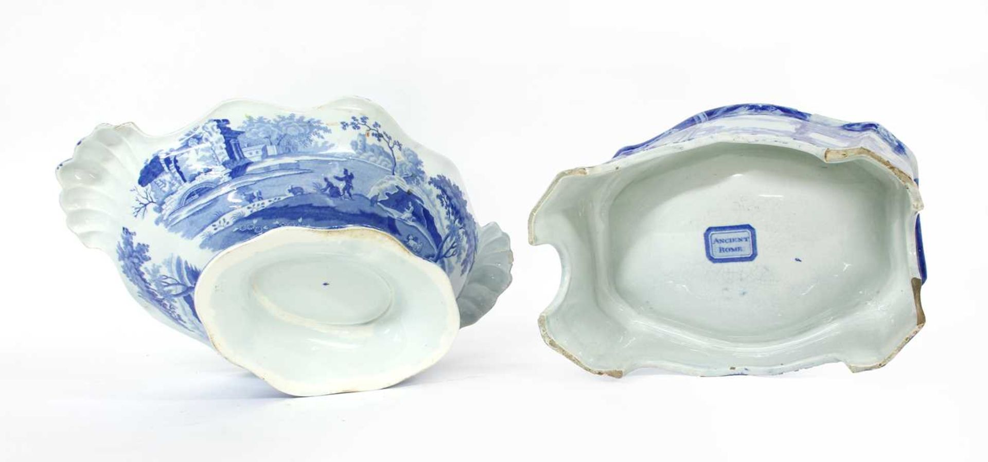 A blue and white pottery dog bowl, - Image 5 of 5