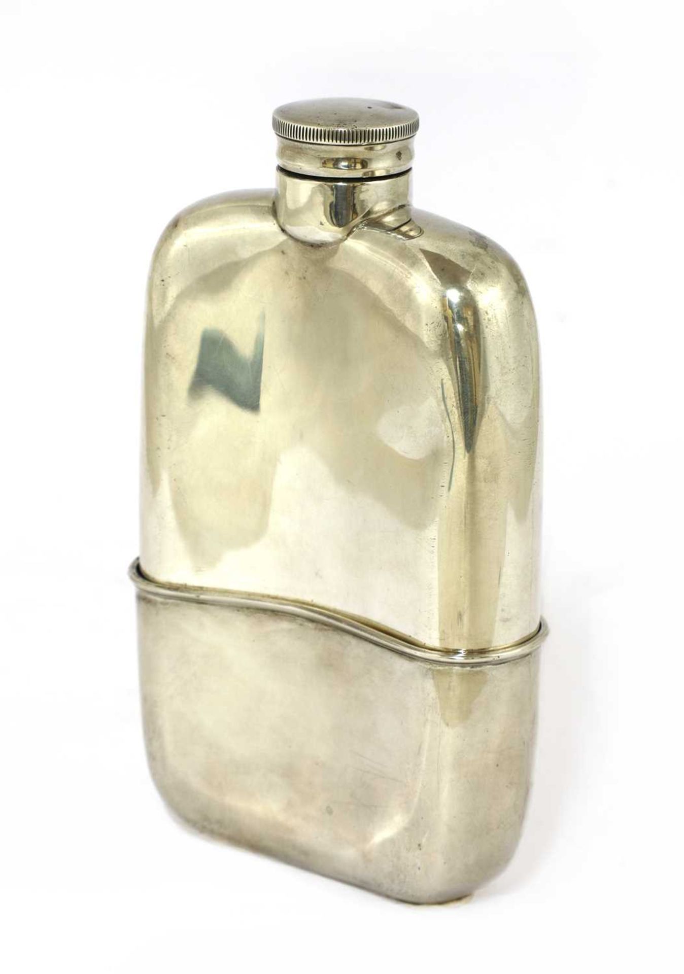 A George V silver spirit flask,