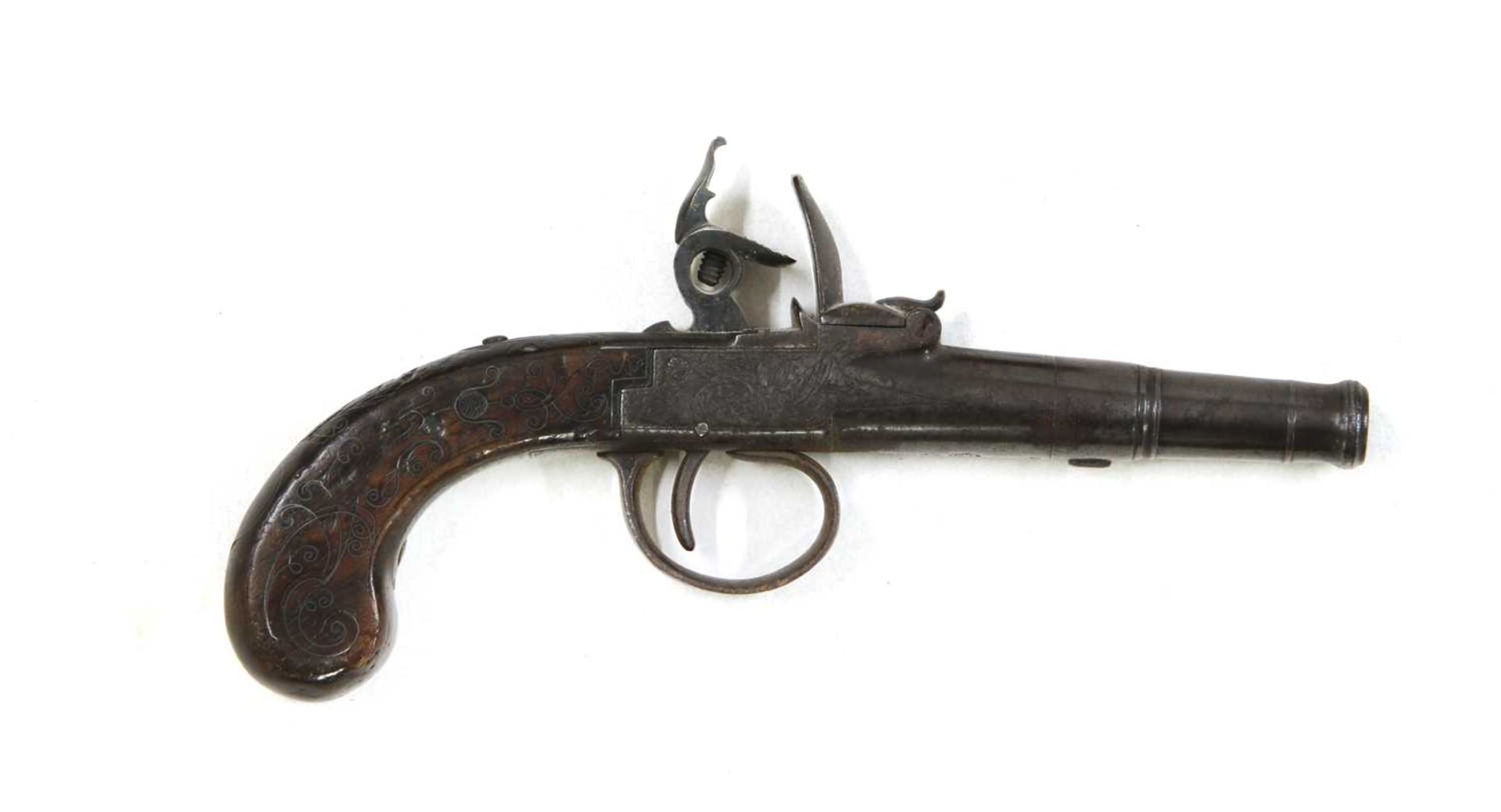 A flintlock cannon barrel pocket pistol by Delaney of London, - Image 3 of 3