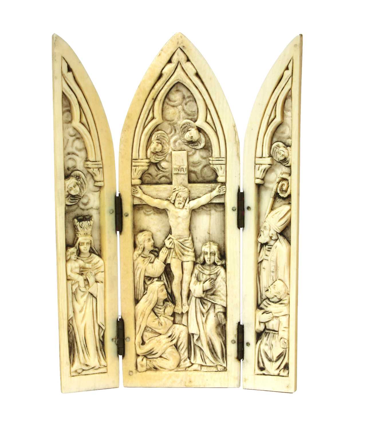 A carved ivory triptych, - Image 2 of 5