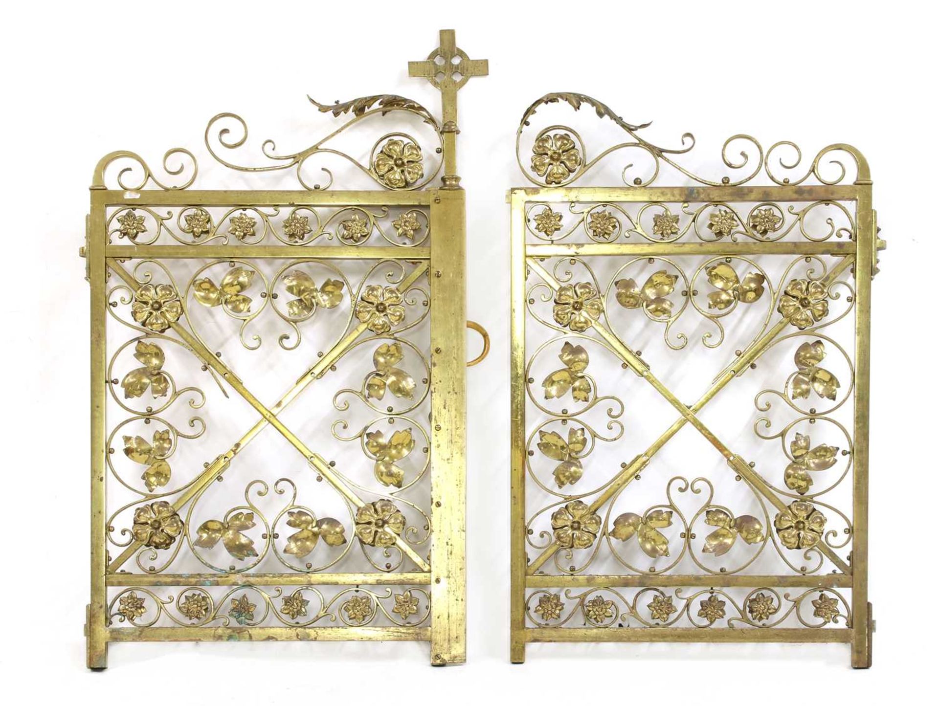 A pair of brass altar gates,