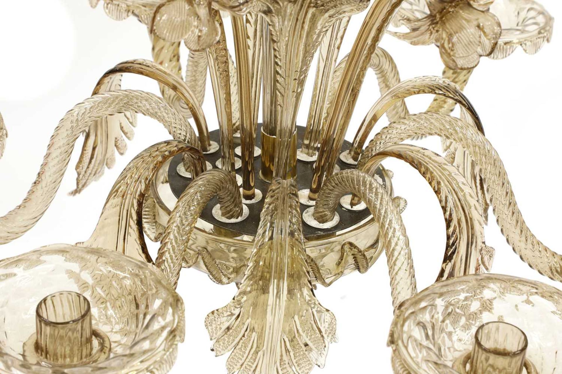 A smokey sepia glass chandelier, - Image 3 of 5