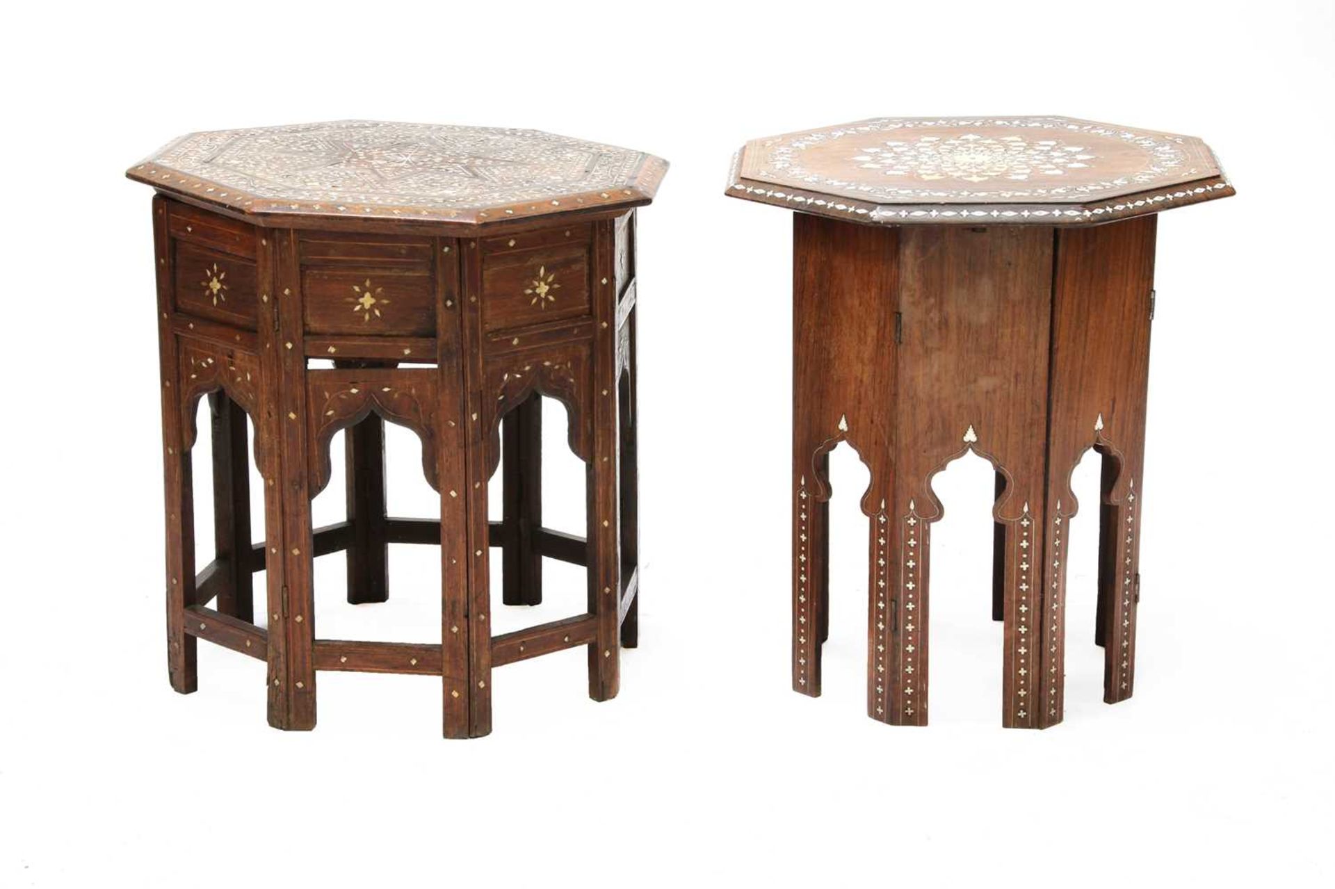 Two small Indian folding octagonal tables, - Image 4 of 5