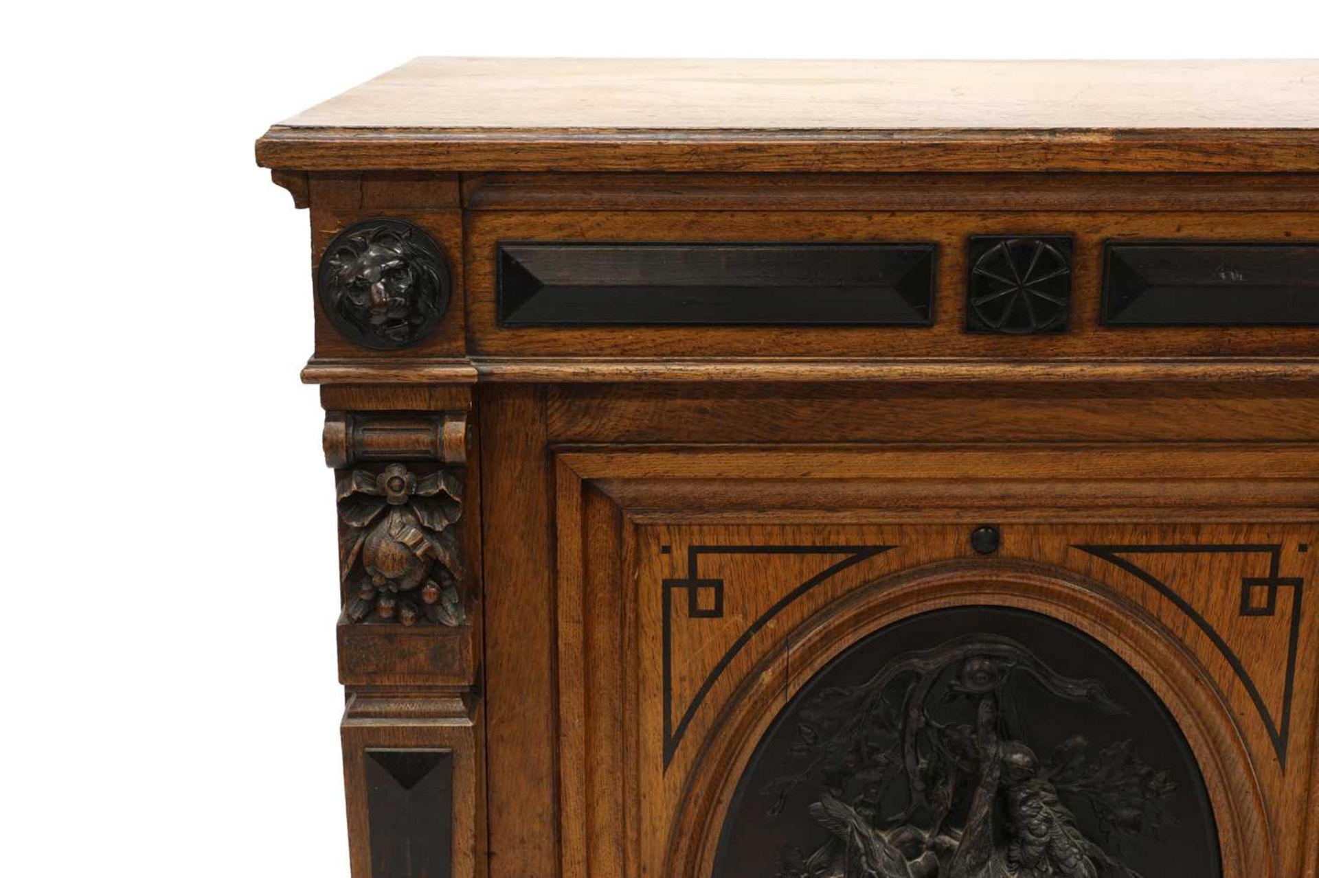 A Victorian oak and ebonised dining room pedestal, - Image 5 of 6