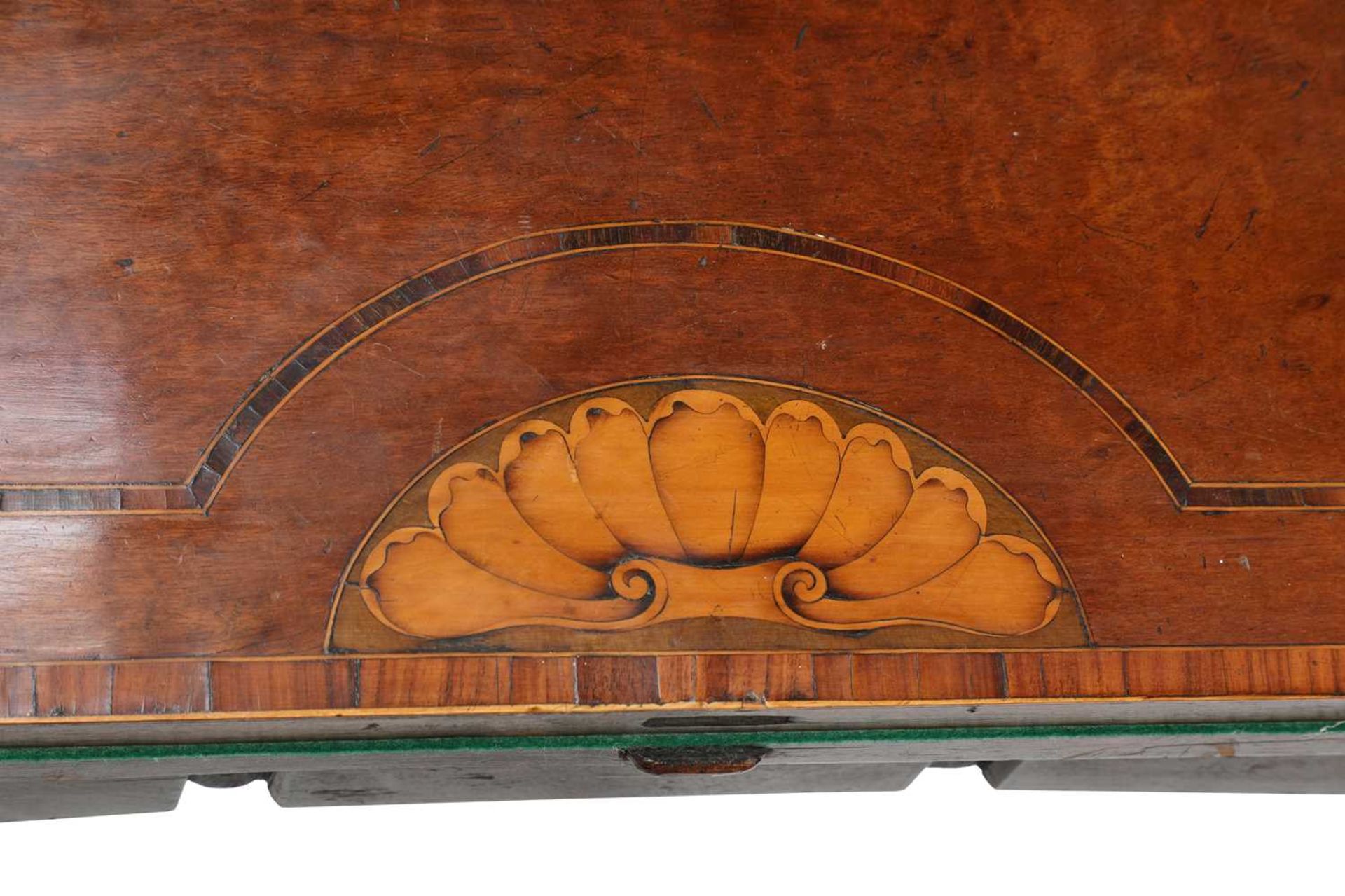 An Edwardian mahogany demilune fold-over card table, - Image 3 of 5