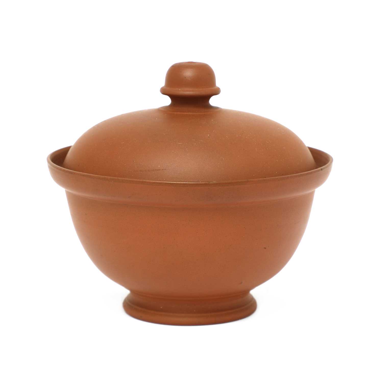 A Staffordshire redware ogee-shaped round sucrier and domed cover, - Image 2 of 3