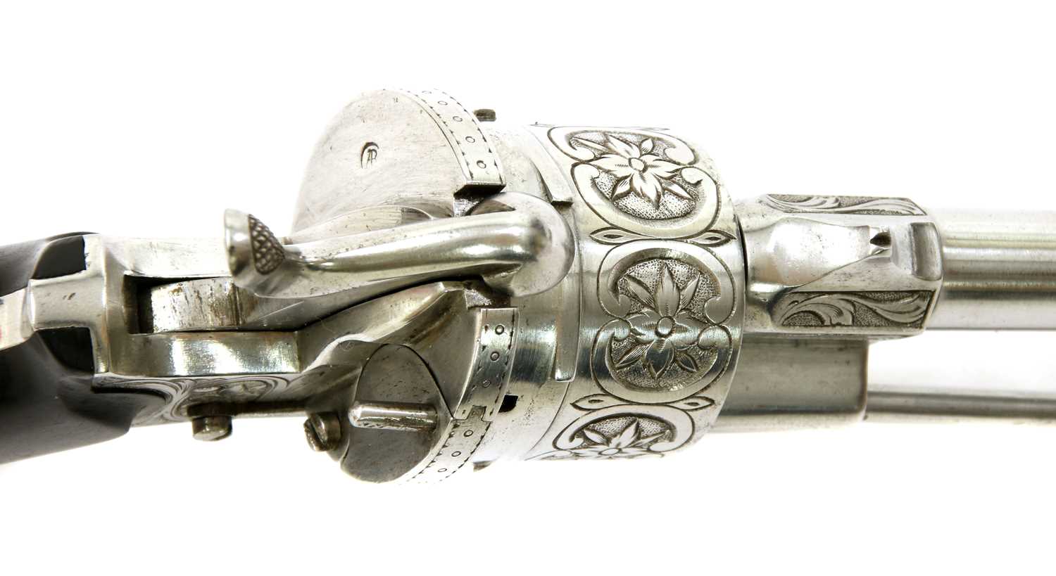A cased six-shot pin-fire Belgian revolver, - Image 6 of 7