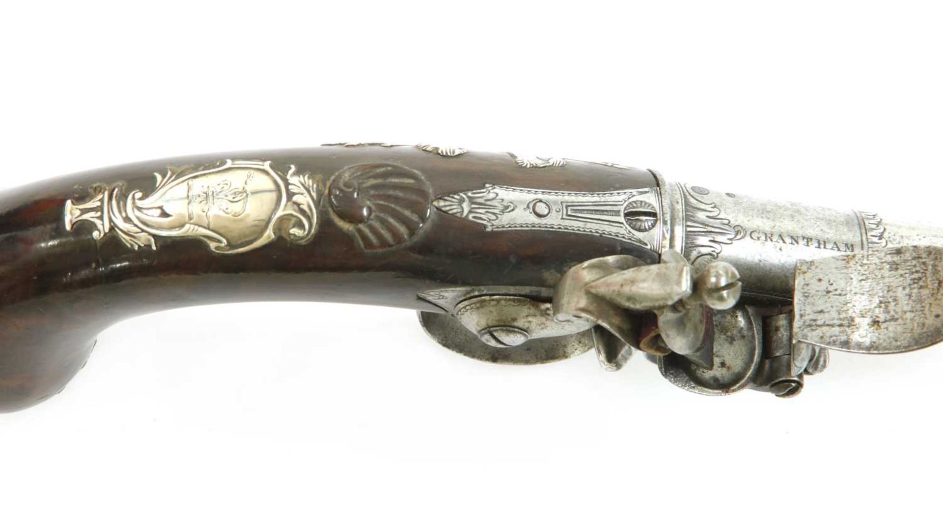 A pair of Queen Anne-style flintlock pistols, - Image 15 of 17