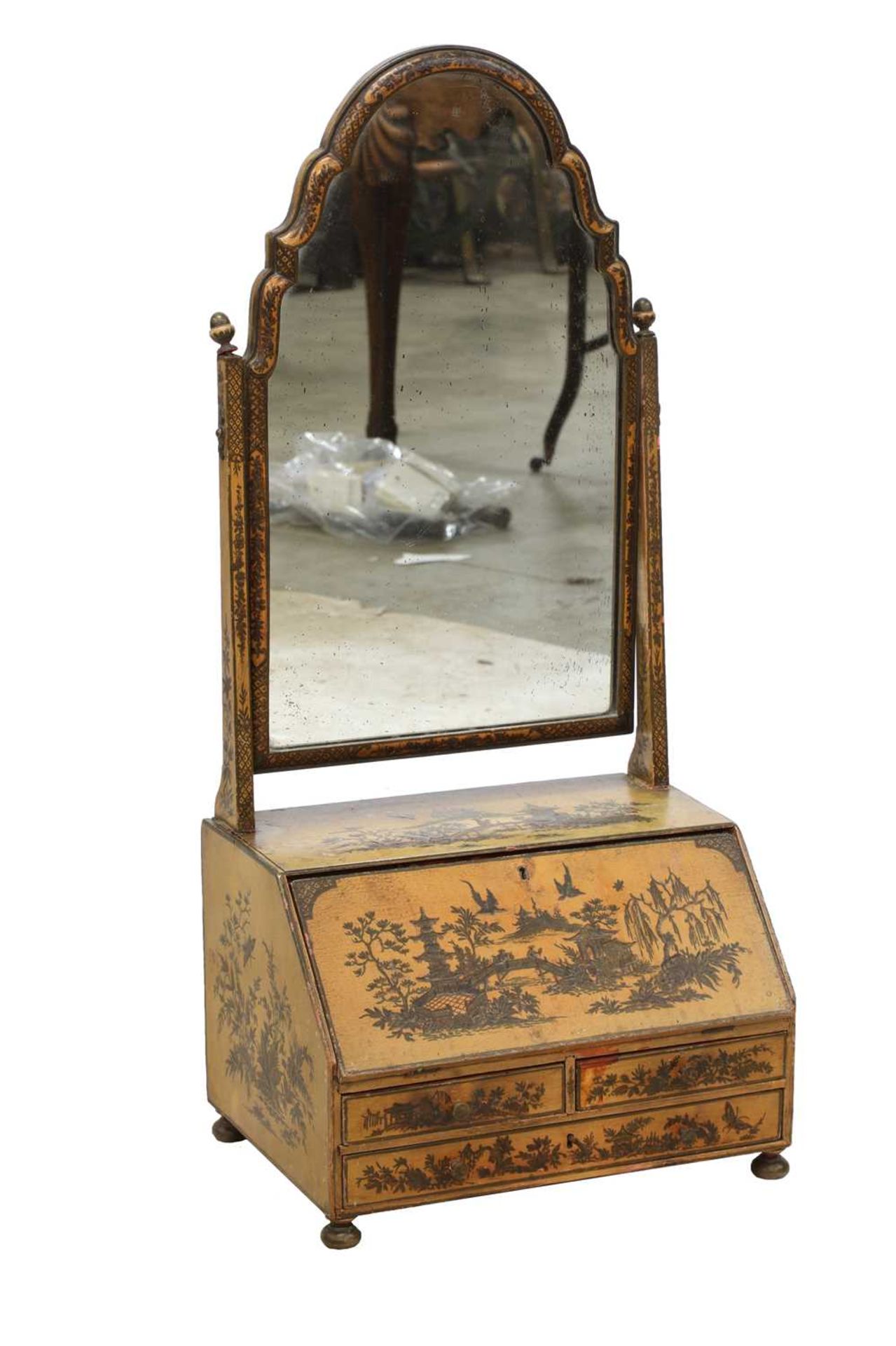 A Regency lacquered dressing table mirror, - Image 4 of 7