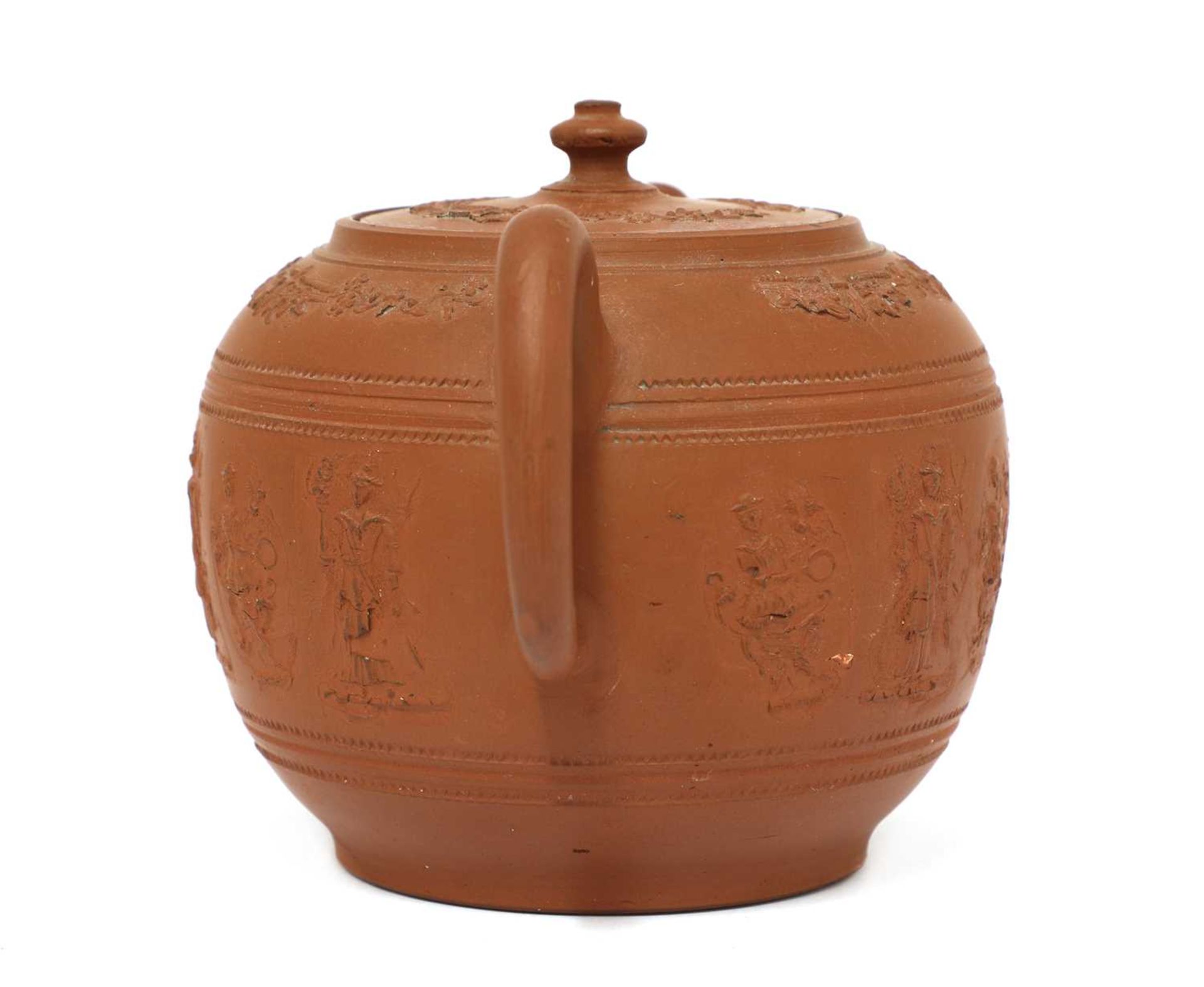 A Staffordshire redware globular teapot and cover, - Image 2 of 4