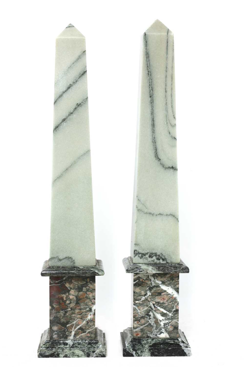 A pair of neoclassical-style marble obelisks, - Image 2 of 2