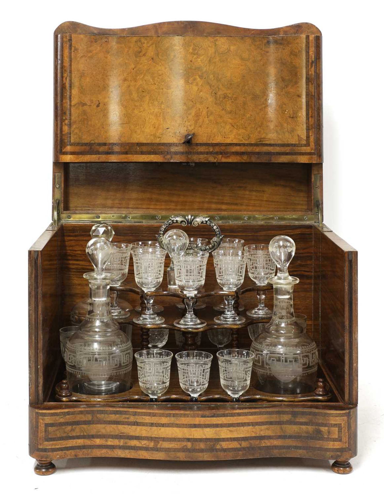 A Victorian burr walnut tabletop drinks cabinet, - Image 2 of 9